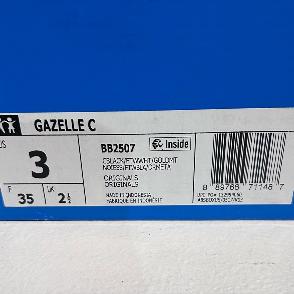 Adidas Kids unisex Gazelle C Black and White Sneakers - Picture 7 of 7